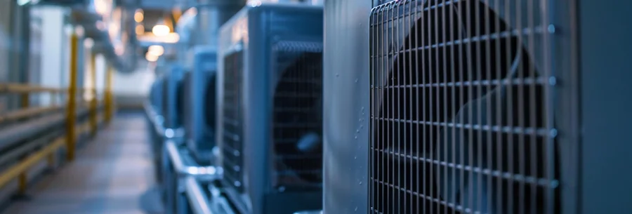 Row of commercial HVAC units